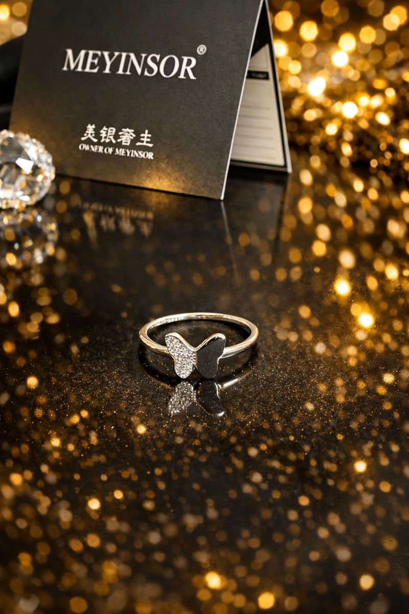 Butterfly Dance · Dynamic Peach Bond Pure Silver Ring 4